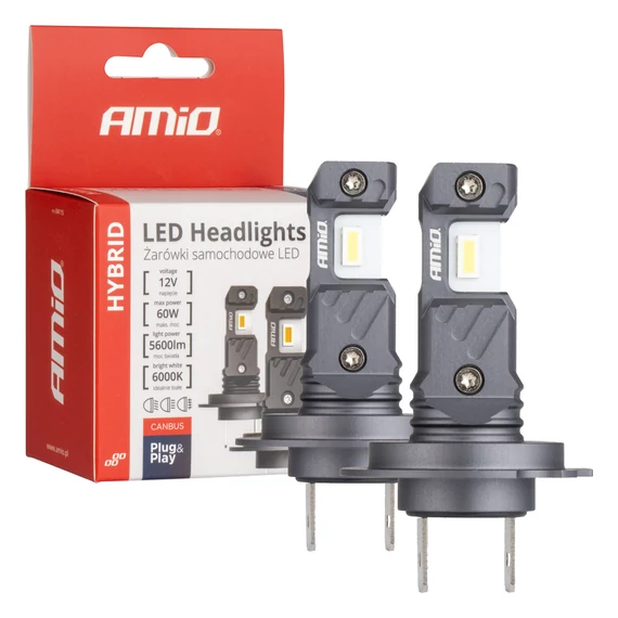 AMIO-04115 LED autó izzók HYBRID H7 H18 6000K Canbus 60W 