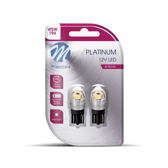 M-TECH Platinum T10 W5W 5x2835SMD 1W 12-24V, fehér,  Buborékfólia 1x Dióda LED